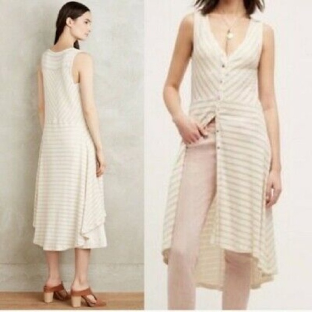 Anthropologie Sand Stripe Duster